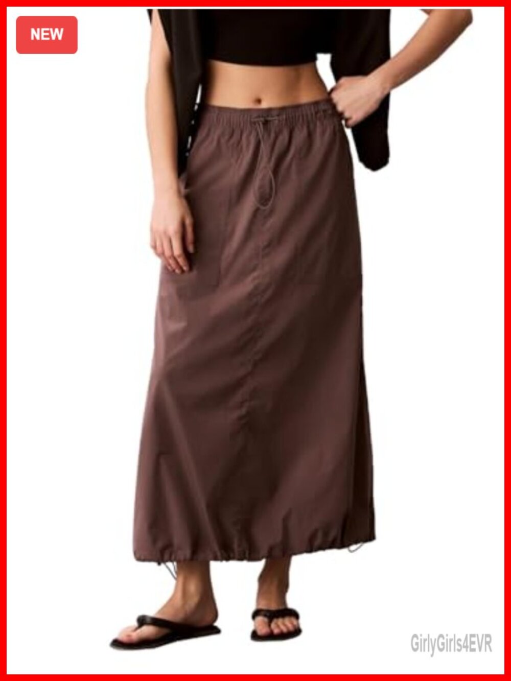 Water Resistant Commuter Long Skirt with Utility Pockets and Drawcord Waist